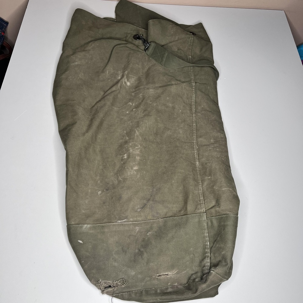 70s Vintage Green 35" Canvas Duffle Bag Soft Case Men Military Travel Gear‎